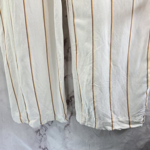 Anthropologie Jumpsuit Womens 8 Medium Linen Pinstripe Tank Essential - Picture 9 of 13